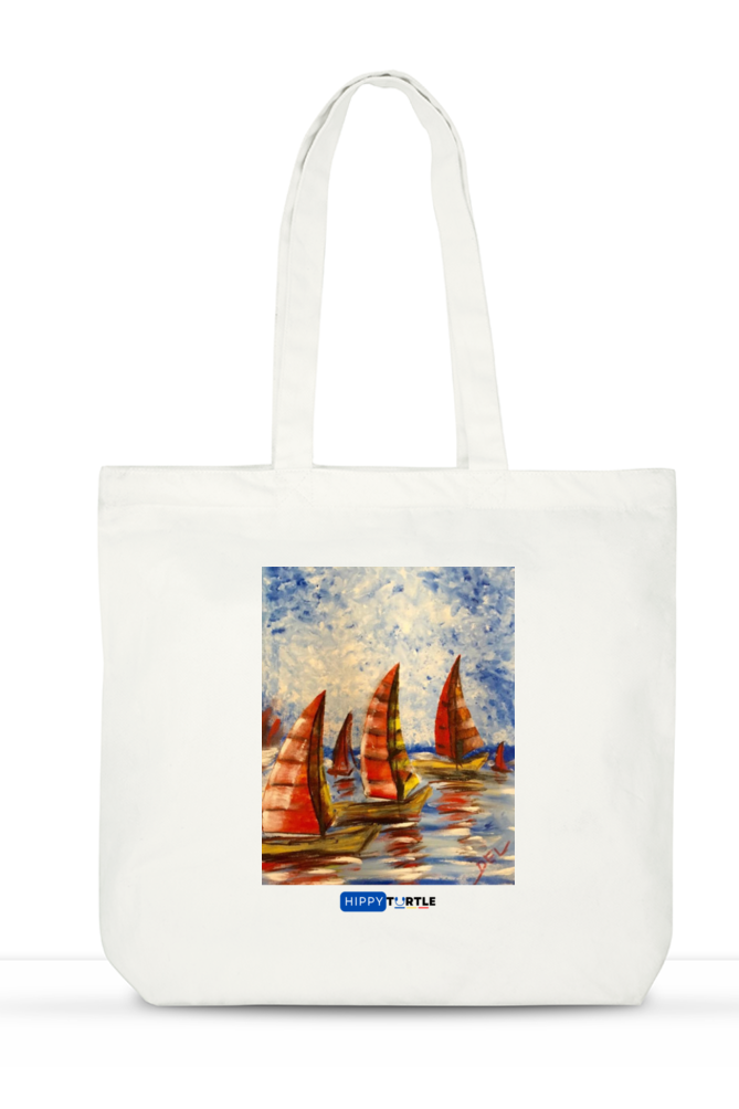 Large Tote Bag  Sail Boats